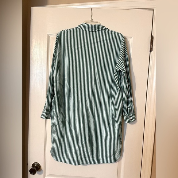 Deluc Solar Dress Green Stripe Long Sleeve  Mini Button Up Oversized Size XS - Picture 6 of 10